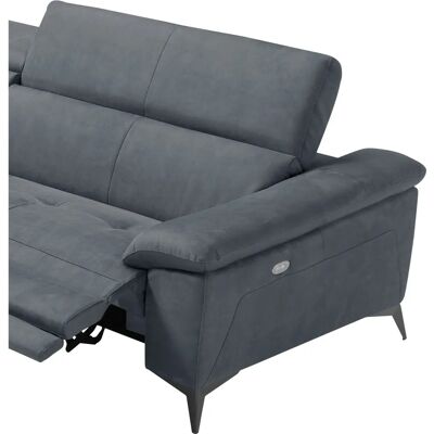 EGOITALIANO Martine Mikrofaser-Sofa - Dunkelgrau, Linke Ottomane, Elektrisch Relaxen - Sofa EGOITALIANO Martine Mikrofaser-Sofa - Dunkelgrau, Linke Ottomane, Elektrisch Relaxen - Sofa