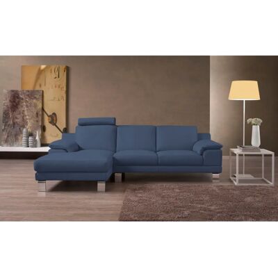 EGOITALIANO Shakira - Leder-Couch in Ozeanblau mit Recamiere links EGOITALIANO Shakira - Leder-Couch in Ozeanblau mit Recamiere links
