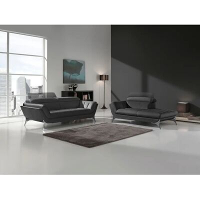 EGOITALIANO Sueli Ledersofa-Set - Verstellbar, Schwarz, 180cm EGOITALIANO Sueli Ledersofa-Set - Verstellbar, Schwarz, 180cm