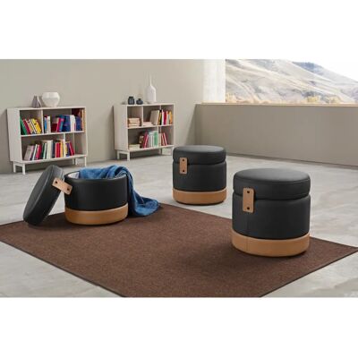 EGOITALIANO Tonder - Schwarzer Leder, 50x50x50cm - Hocker EGOITALIANO Tonder - Schwarzer Leder, 50x50x50cm - Hocker