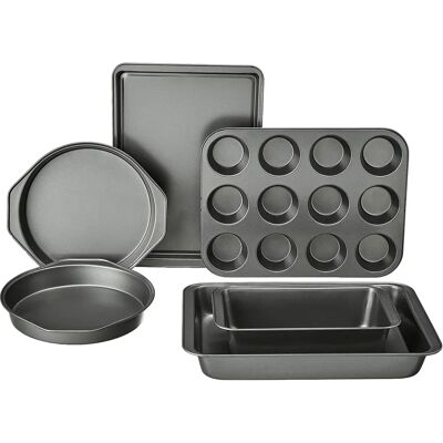 Amazon Basics Bakeware Set - Non-stick, 6 pcs, Oven Safe Amazon Basics Bakeware Set - Non-stick, 6 pcs, Oven Safe