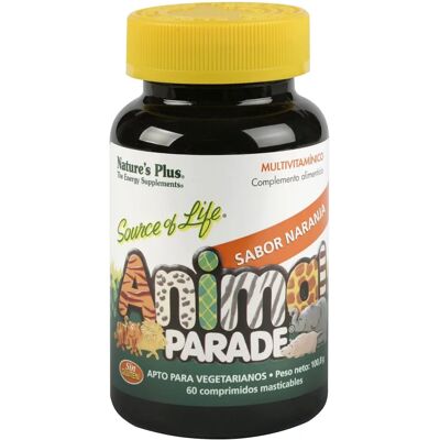 Multivitamínico Animal Parade de Nature's Plus para niños - Naranja 60 tabletas Multivitamínico Animal Parade de Nature's Plus para niños - Naranja 60 tabletas