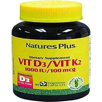 Natures Plus Vitamina D3 K2 - Cápsulas para huesos Natures Plus Vitamina D3 K2 - Cápsulas para huesos