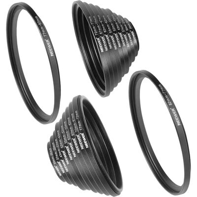 Kit de Anéis Adaptadores de Filtro para Lente de Câmera Neewer - 20 Peças, Preto Kit de Anéis Adaptadores de Filtro para Lente de Câmera Neewer - 20 Peças, Preto