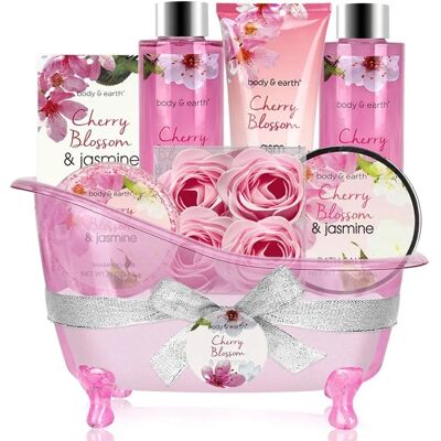 Coffret cadeau de fleurs de cerisier et jasmin - Bain et corps - 8 pièces - Publicité Coffret cadeau de fleurs de cerisier et jasmin - Bain et corps - 8 pièces - Publicité