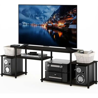 Support TV Furinno Turn-N-Tube - Jusqu'à 55 pouces, Espresso/Noir Support TV Furinno Turn-N-Tube - Jusqu'à 55 pouces, Espresso/Noir