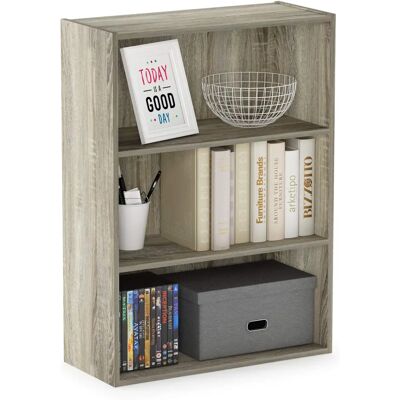 Furinno - Pasir 3-Tier Open Shelf - Sonoma Oak - 3-Tier - Bibliothèque Furinno - Pasir 3-Tier Open Shelf - Sonoma Oak - 3-Tier - Bibliothèque