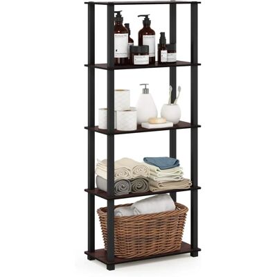 Étagère multifonction Furinno 5 Niveaux - Cerise foncée/Noir - 59.9 x 145.8 x 29.5 cm Étagère multifonction Furinno 5 Niveaux - Cerise foncée/Noir - 59.9 x 145.8 x 29.5 cm