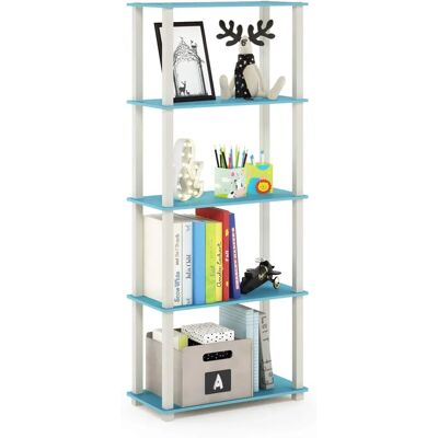 Étagère multifonction Furinno 5 niveaux - Bleu clair/Blanc - 145.8x59.94x29.46 cm Étagère multifonction Furinno 5 niveaux - Bleu clair/Blanc - 145.8x59.94x29.46 cm
