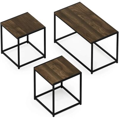 Furinno Camnus Nowoczesny Zestaw Stołów do Salonu - Stolik Kawowy i Stoliki Boczne Furinno Camnus Nowoczesny Zestaw Stołów do Salonu - Stolik Kawowy i Stoliki Boczne