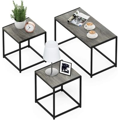 Furinno Camnus Moderna soffbord och sidobord set - Fransk ek grå Furinno Camnus Moderna soffbord och sidobord set - Fransk ek grå