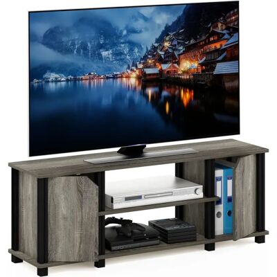 Furinno Brahms Seria Stojak na TV Francuski dąb/czarny - Stojak na TV Furinno Brahms Seria Stojak na TV Francuski dąb/czarny - Stojak na TV