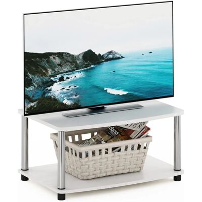 Furinno - Turn-N-Tube 2-Tier TV Stand - White Oak - Stainless Steel - TV Stand Furinno - Turn-N-Tube 2-Tier TV Stand - White Oak - Stainless Steel - TV Stand