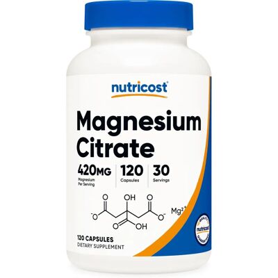 Nutricost Magnesiumcitrat-Kapseln - 420 mg - 120 Stück Nutricost Magnesiumcitrat-Kapseln - 420 mg - 120 Stück