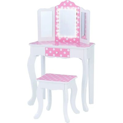 Teamson Kids Gisele Pink Schminktisch mit Spiegel, Hocker & LED-Leuchten Teamson Kids Gisele Pink Schminktisch mit Spiegel, Hocker & LED-Leuchten