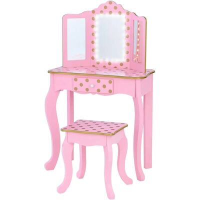 Set de tocador rosa de Teamson Kids Gisele con espejo, taburete y luces LED - Muebles infantiles Set de tocador rosa de Teamson Kids Gisele con espejo, taburete y luces LED - Muebles infantiles