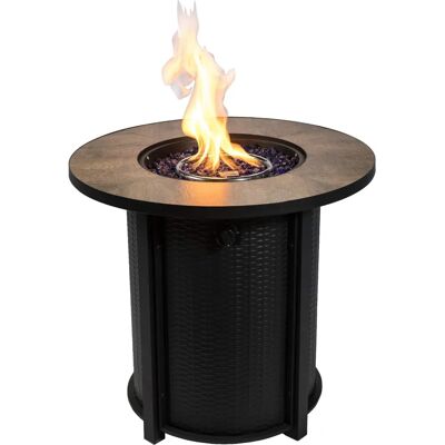 Teamson Home Brasero de Gas - Llama Ajustable, 40,000 BTU, Acero y Cerámica Teamson Home Brasero de Gas - Llama Ajustable, 40,000 BTU, Acero y Cerámica