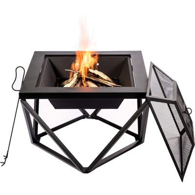 Teamson Home Gran Brasero de Madera para Jardín - Muebles de Exterior - Negro - 60cm Teamson Home Gran Brasero de Madera para Jardín - Muebles de Exterior - Negro - 60cm