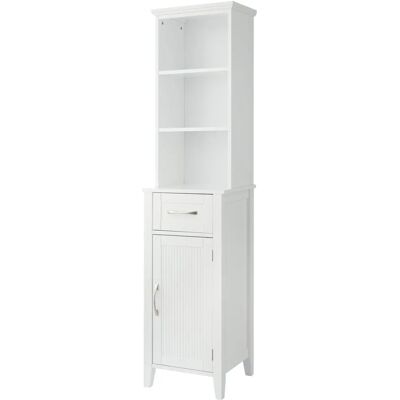 Armoire de bain en bois blanc TEAMSON HOME - Tour de linge haute - Meubles de rangement pour salle de bain Armoire de bain en bois blanc TEAMSON HOME - Tour de linge haute - Meubles de rangement pour salle de bain