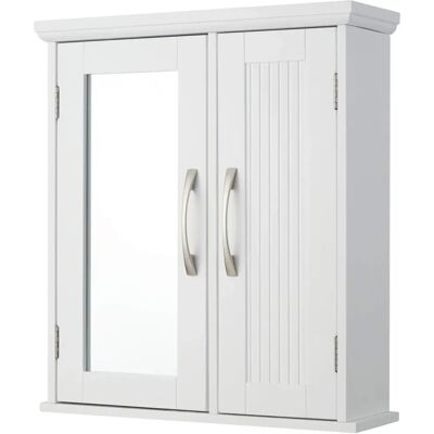 Teamson Home Gabinete de medicina de madera blanca para baño con espejo - Gabinetes de medicina Teamson Home Gabinete de medicina de madera blanca para baño con espejo - Gabinetes de medicina