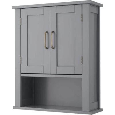 Armoire de rangement murale en bois Mercer de Teamson Home - Gris - Publicité Armoire de rangement murale en bois Mercer de Teamson Home - Gris - Publicité