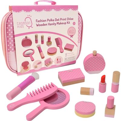 Teamson Kids Wooden Travel Vanity Set - Pink - 10-Piece Kid's Makeup Kit Teamson Kids Wooden Travel Vanity Set - Pink - 10-Piece Kid's Makeup Kit