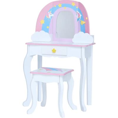Teamson Kids Regenbogen Einhorn Waschtisch mit Spiegel & Hocker - Kinderschminktisch Teamson Kids Regenbogen Einhorn Waschtisch mit Spiegel & Hocker - Kinderschminktisch