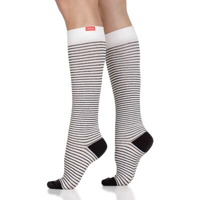 Vim&Vigr Katoenen Graduated Compressiesokken - Crème & Zwart - M/L Vim&Vigr Katoenen Graduated Compressiesokken - Crème & Zwart - M/L