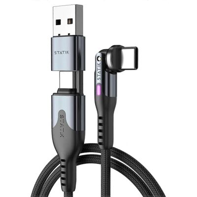 Statik PowerPivot Pro Nylon Taitettu USB-C to USB-C - Musta Statik PowerPivot Pro Nylon Taitettu USB-C to USB-C - Musta