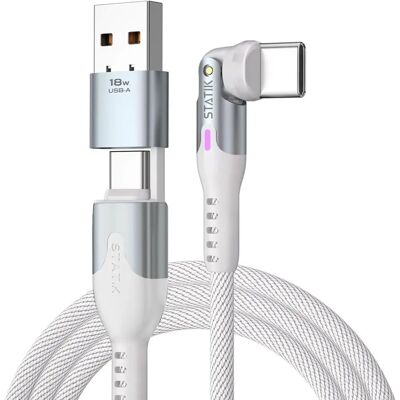 STATIK PowerPivot Pro Nylon punottu USB-C to USB-C - 1m Valkoinen - PowerPivot Pro STATIK PowerPivot Pro Nylon punottu USB-C to USB-C - 1m Valkoinen - PowerPivot Pro