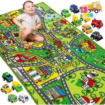 Tapete de jogo JOYIN com 12 veículos - Cidade brincadeira Tapete de jogo JOYIN com 12 veículos - Cidade brincadeira