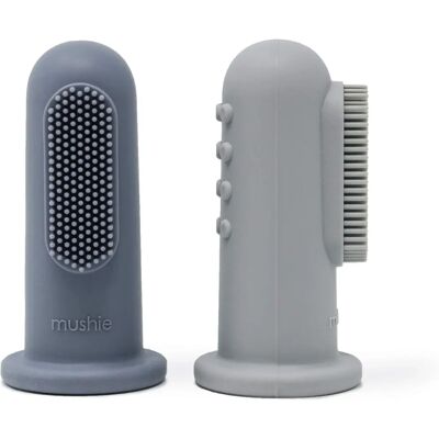 Mushie Stone Finger Toothbrush - Kids' Silicone Baby Toothbrushes - 2 pcs Mushie Stone Finger Toothbrush - Kids' Silicone Baby Toothbrushes - 2 pcs