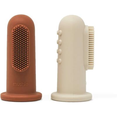 Mushie Finger Toothbrush Clay/Shifting Sand - Toothbrush Mushie Finger Toothbrush Clay/Shifting Sand - Toothbrush