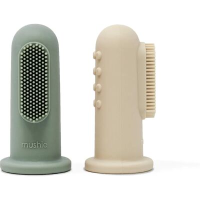 Marque Mushie Modèle Brosse à Dents pour Doigt en Silicone - Brosse à Dents - 2 pièces - Publicité Marque Mushie Modèle Brosse à Dents pour Doigt en Silicone - Brosse à Dents - 2 pièces - Publicité