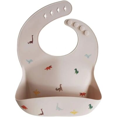 Bavoirs Mushie - Bavoir en silicone Dino sûr pour aliments - Suède - Publicité Bavoirs Mushie - Bavoir en silicone Dino sûr pour aliments - Suède - Publicité