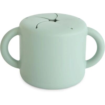 Mushie Cambridge Blue Snack Cup - Silicone de grau alimentício, À prova de vazamentos Mushie Cambridge Blue Snack Cup - Silicone de grau alimentício, À prova de vazamentos