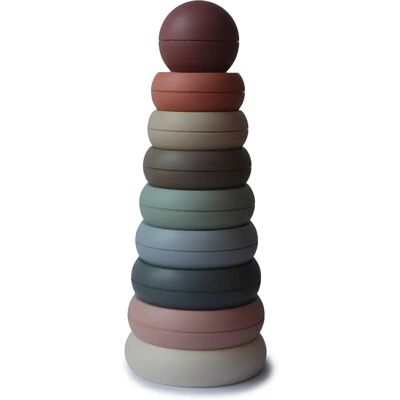 Anéis empiláveis Mushie em tons pastéis - Brinquedo para 6+ meses Anéis empiláveis Mushie em tons pastéis - Brinquedo para 6+ meses