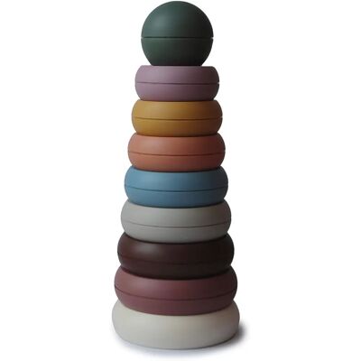 Anéis Empiláveis Mushie - Brinquedo para habilidades motoras finas Anéis Empiláveis Mushie - Brinquedo para habilidades motoras finas