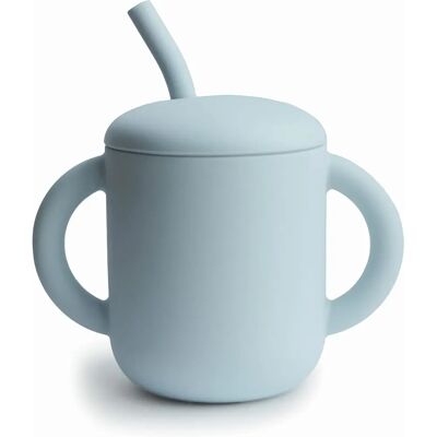 Mushie Powder-blue Training Cup with Straw - Training Cup Mushie Powder-blue Training Cup with Straw - Training Cup