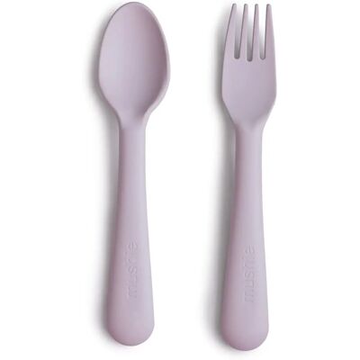 Ensemble de couverts pour bébé Mushie - Violet - Fourchette et cuillère - Sûr pour enfants - Publicité Ensemble de couverts pour bébé Mushie - Violet - Fourchette et cuillère - Sûr pour enfants - Publicité