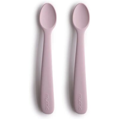 Colheres de silicone Mushie - 2 peças - Lilás suave - Talheres para bebês Colheres de silicone Mushie - 2 peças - Lilás suave - Talheres para bebês