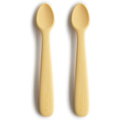Mushie Baby Silikon Spoon Sett - Gul - Baby Bestikk Mushie Baby Silikon Spoon Sett - Gul - Baby Bestikk