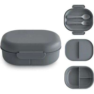 Mushie Lunch Box Smoke - Boîte à lunch, Sans BPA, Inclut Ustensiles, 3 Compartiments Mushie Lunch Box Smoke - Boîte à lunch, Sans BPA, Inclut Ustensiles, 3 Compartiments
