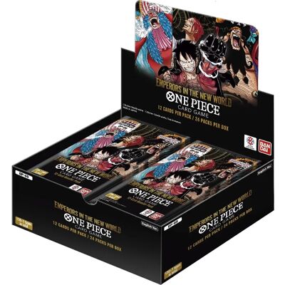 Bandai Jeu de Cartes One Piece - OP09 Les Quatre Empereurs - Boîte de Boosters - Publicité Bandai Jeu de Cartes One Piece - OP09 Les Quatre Empereurs - Boîte de Boosters - Publicité