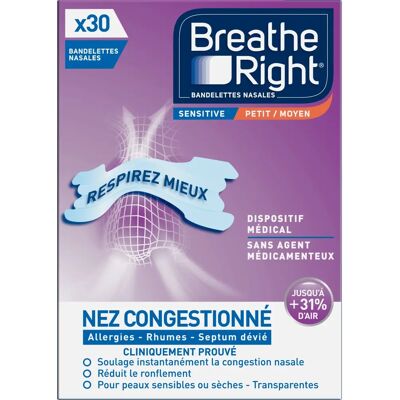 Breathe Right BreatheRightSensitive Nasenstreifen - Nasenverstopfung Linderung Breathe Right BreatheRightSensitive Nasenstreifen - Nasenverstopfung Linderung
