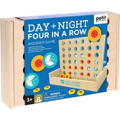 Petit Collage Houten Vier op Een Rij Spel - Dag & Nacht Petit Collage Houten Vier op Een Rij Spel - Dag & Nacht