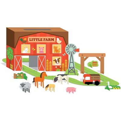 Petit Collage - Little Farm Wind-up And Go - Drewno - 8 szt. - Zestaw zabawowy Petit Collage - Little Farm Wind-up And Go - Drewno - 8 szt. - Zestaw zabawowy