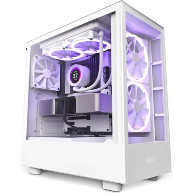 Caixa de PC NZXT H5 Elite Branca - Torre média ATX com vidro temperado Caixa de PC NZXT H5 Elite Branca - Torre média ATX com vidro temperado