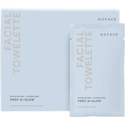 NuFace - Prep-N-Glow Lingettes Nettoyantes et Exfoliantes - Dispositif de Tonification Faciale - Publicité NuFace - Prep-N-Glow Lingettes Nettoyantes et Exfoliantes - Dispositif de Tonification Faciale - Publicité