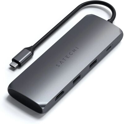 Dock Satechi para laptop - HDMI 4K, Caixa SSD, USB-C - Cinza Dock Satechi para laptop - HDMI 4K, Caixa SSD, USB-C - Cinza